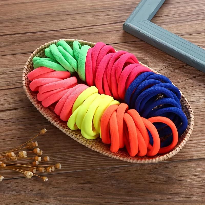 50/100ks Boho Bezešvé Elastické Gumičky do Vlasů - Silné Pohodlné & Odolné Držadla na Culík pro Ženy - Jednobarevné Vlasové Doplňky