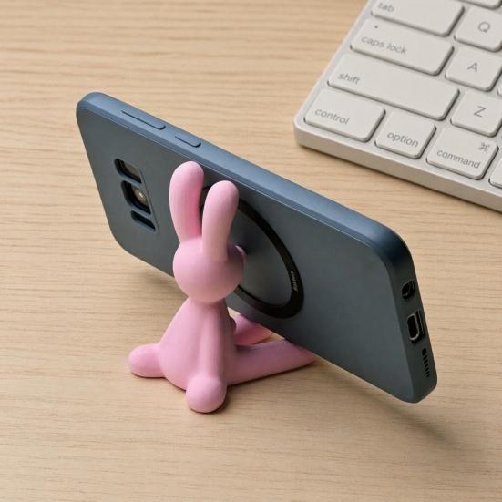 3D Printed Mobile Phone Holder, Cute Rabbit Phone Stand for Desk And Travel, Universal Phone Stand Ornament for Home Office