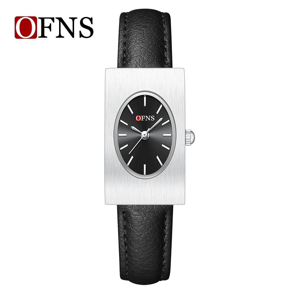 New Fashion Ofns Top Brand 1547 Exquisite Business Women's Quartz Watch Simple Rectangular Retro Light Luxury Niche Alloy