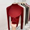 White basic semi-turtleneck knitted sweater women's autumn and winter slim-fitting and thin inner long-sleeved soft waxy sweater fashionable top