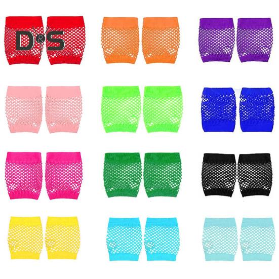 80s Neon Costume Accessories Set Knitted Leg Warmers Headband Gloves Earrings Bracelet Beaded Necklace Set Fancy Party Accessories