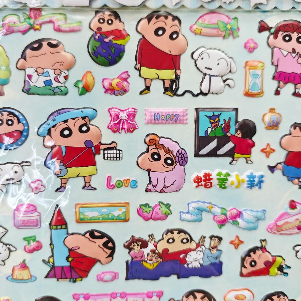 Kawaii Crayon Shin-chan 3D Double-Layer Cartoon Sticker Cute DIY Mobile Phone Case Decoration Sticker for Scrapbooking