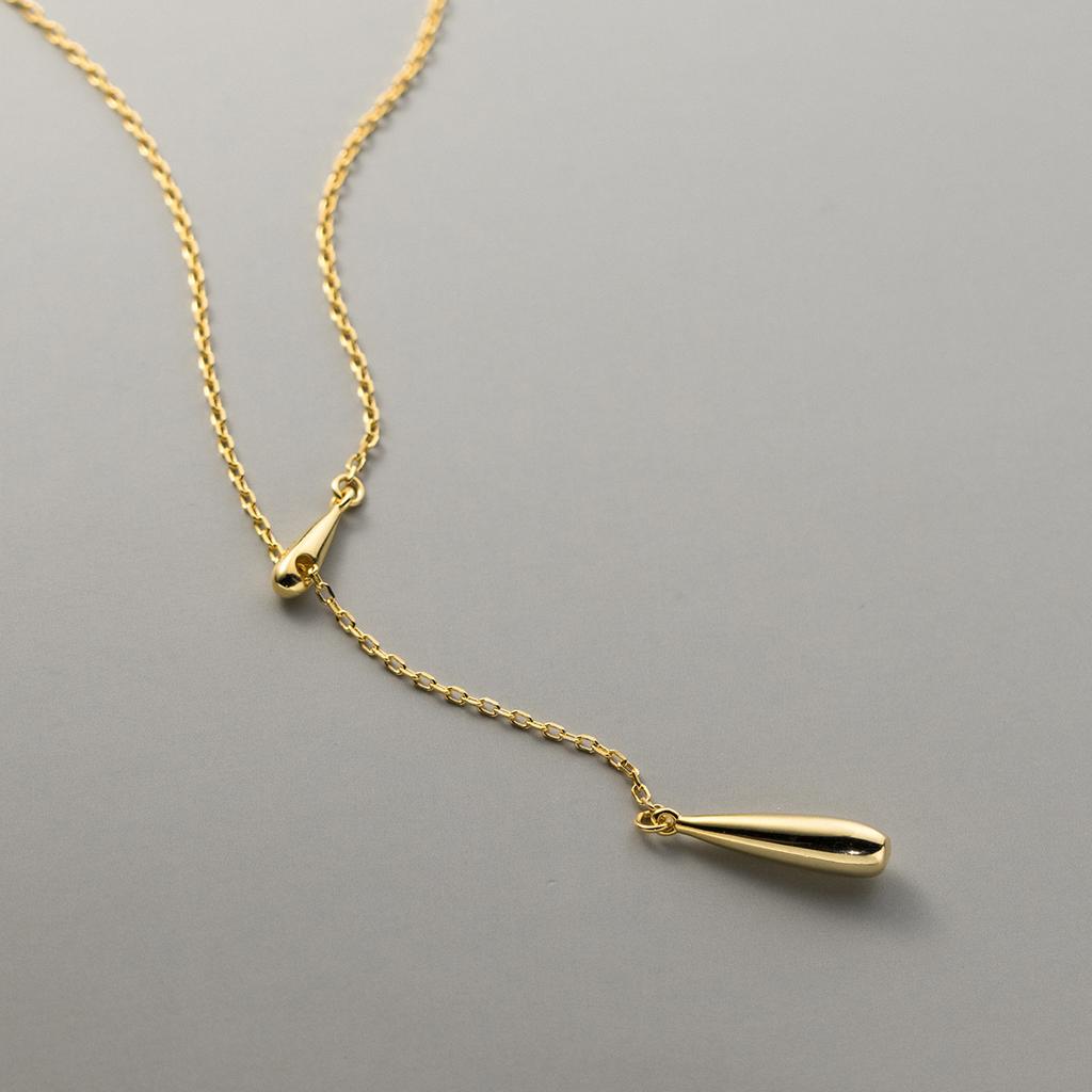 New Personalized, Fashionable, Simple Water Droplet Y-shaped Necklace with Ins Style and Cool Neck Accessories for Women