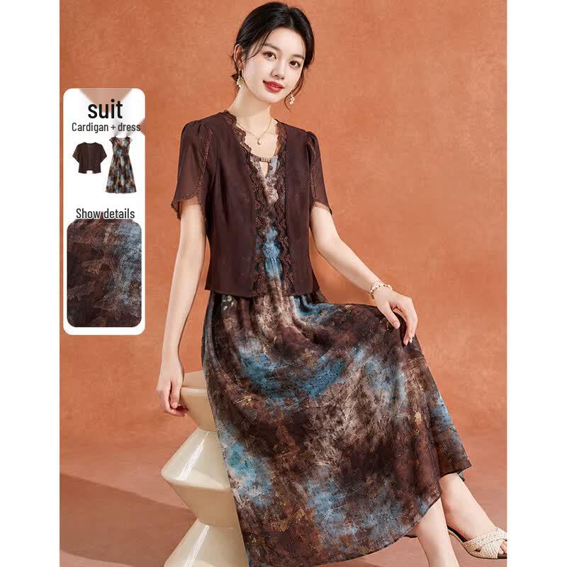 Meilannie Peacock Blue Tie-Dye Summer Two-Piece Set 2XL