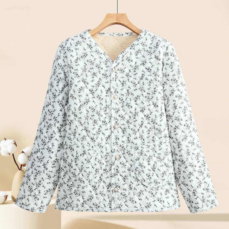 2025 Autumn/Winter Plus Velvet Thickened Cotton Jacket for Middle-Aged & Elderly Women – Warm Padded Outerwear
