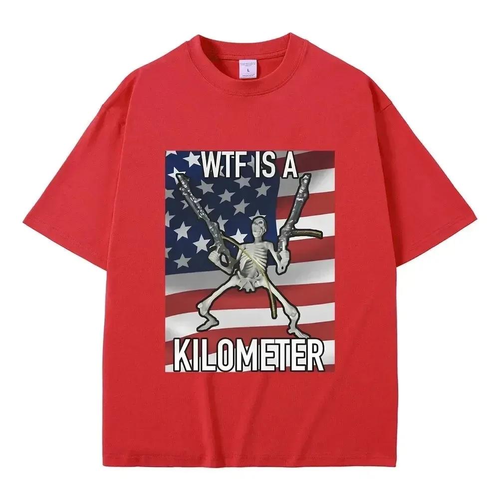 2024 Fashion Summer WTF Is A Kilomet Funny Skeleton Meme Graphic Print T-shirt Women's Fashion Casual Vintage T-shirt