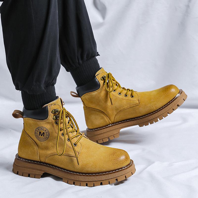 Martin Stiefel Herren Winter Samt Mittelhoch Rhabarberstiefel Vielseitig Lässig Mittelhoch Werkzeug Kurze Stiefel 6000-R