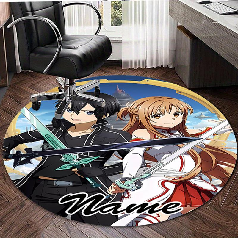 Personalized S-Sword Art Online Round Chair Office Rug - Perfect for Mat, Office Chair & More - Ideal Gift for Birthdays and Holidays