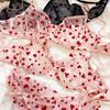 Nou set de lenjerie tanga sutien sexy ultra subțire transparent pentru femei Set sutien push up cu sârmă Lenjerie de corp de vară romantic cu inimă de piersică