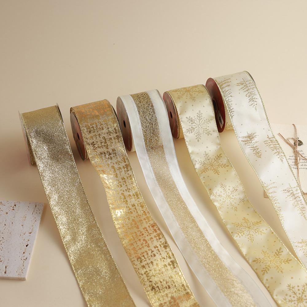 

10 Yards Bow Material Gold Bows Craft Decoration Christmas Gift Packaging Christmas Decorations 7
