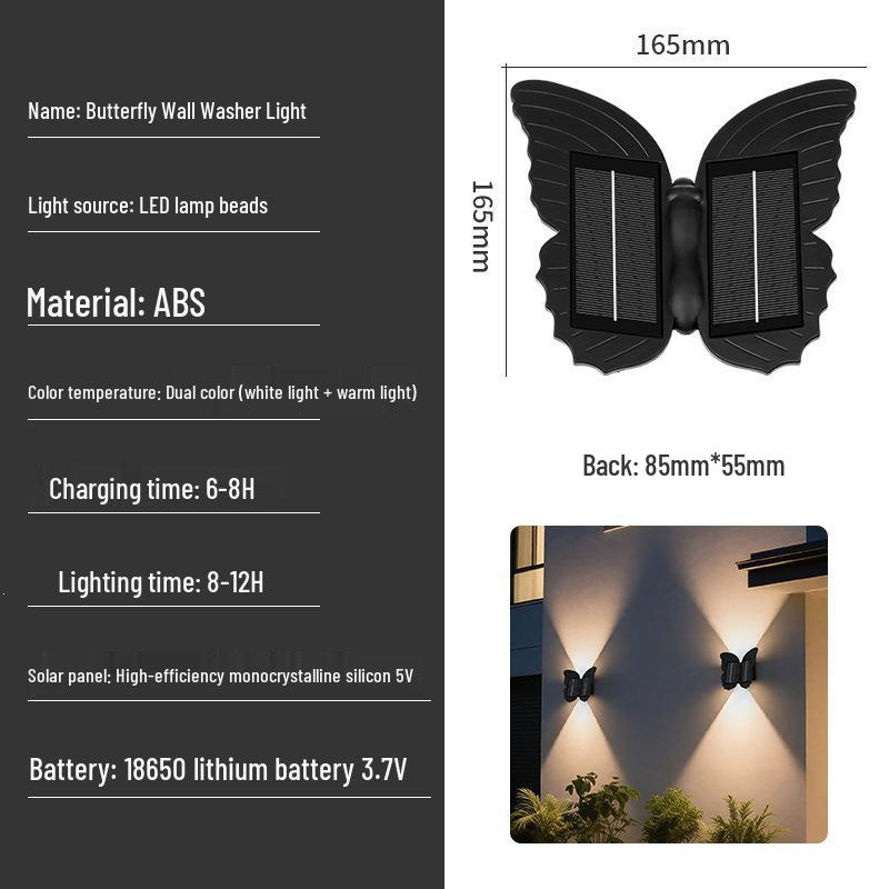 Butterfly Solar LED Wall Lamp: Waterproof Outdoor Garden and Villa Landscape Light