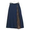 FENDI FQ7127 A5HP Navy Wool FF Pleated Wrap Over Skirt skirt 38 Navy brownUsed