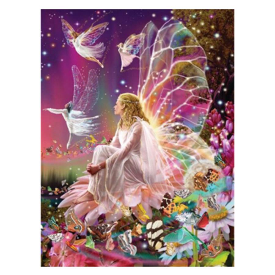 

5D DIY Круглая Алмазная картина Ангел Девушка Картина Пейзаж Вышивка крестом Наклейка на стену
