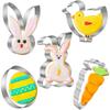 Premium Stainless Steel Cookie Cutters Set: Bunny Egg Chick Shapes Ideal for Easter Baking Pastry and Fondant Decorations