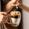 2/4/6PCS 350ML Double Wall Glass Coffee Mug With Handle Transparent Glass Cappuccino Cup Coffee Milk Tea Juice Tea Cup