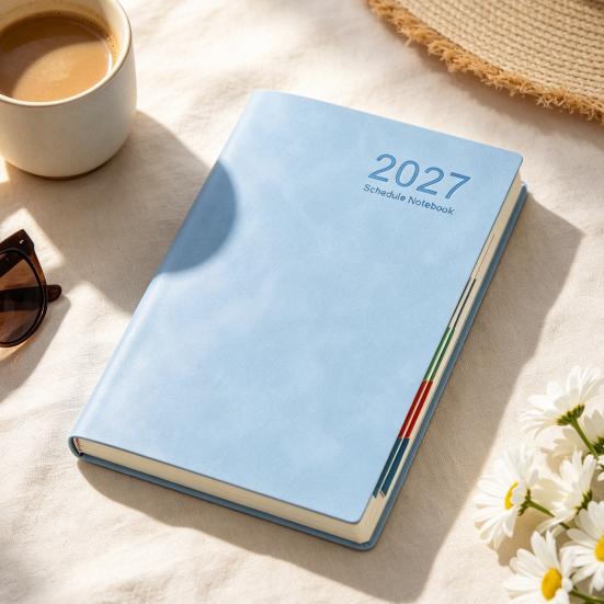 Office Supplies for Planning 2027 A5 Daily Planner, Imitation Leather 320 Page Schedule Notebook with Professional Time Management Journal Ribbon