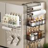 Kitchen Refrigerator Side Shelf Mmulti-functional Plastic Wrap Spice Bottles Storage Rack Kitchen Paper Tube Hanging Shelf