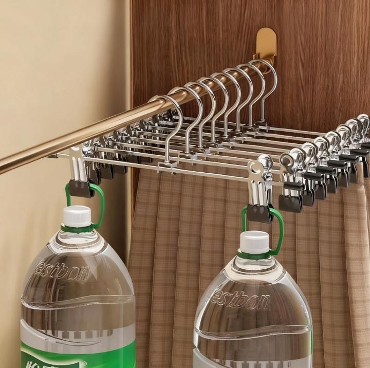 Modern Stainless Steel Pants Hanger With Nonslip Clamps For Home Clothes Organization
