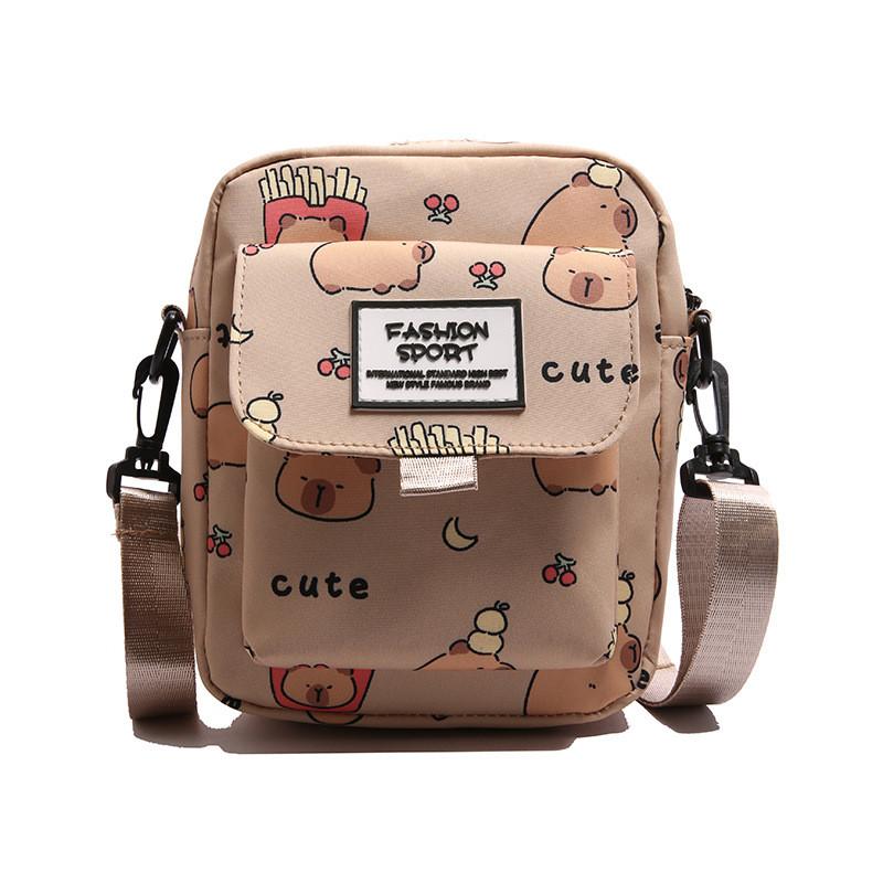 

French Cute Dolphin Fries Graffiti Printed Nylon Shoulder Bag Students For хаки