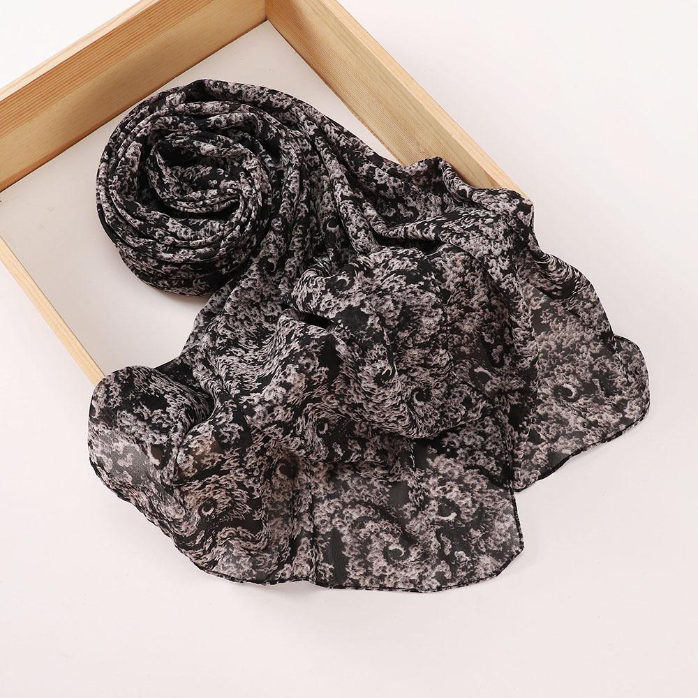 Malaysian Pearl Chiffon Silk Scarf, Rose Print Cover, Hui Headscarf, Yarn Scarf