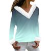 Women's T Shirt Tee Print Shirt Long Sleeve Party Fleece Collar V Neck  Top