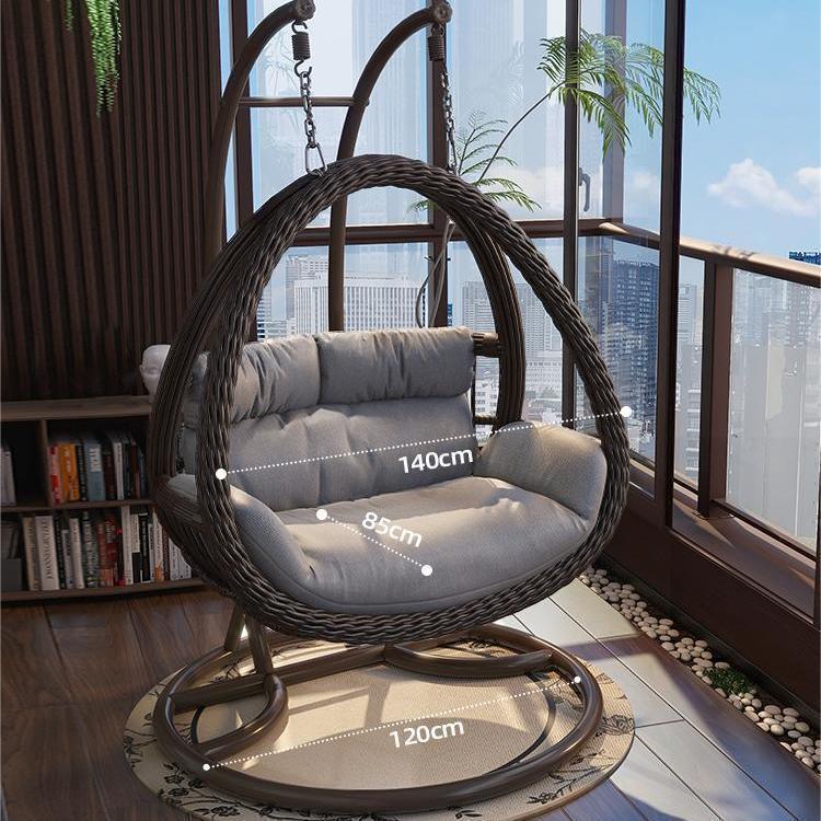 Indoor/Outdoor Rattan Hanging Basket Chair: Rocking Double Swing & Lazy Hammock