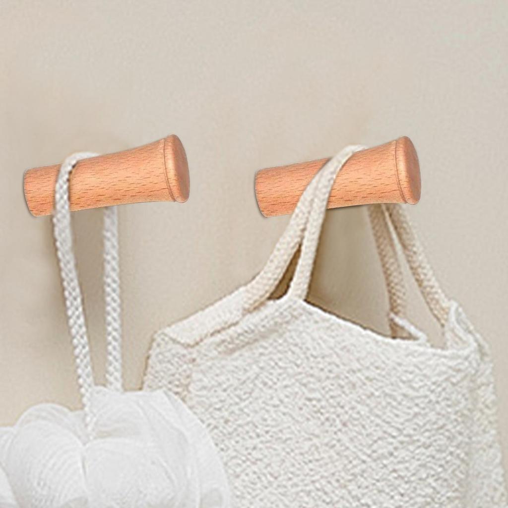 Wood Wall Hooks 2-Piece Wooden Entryway Hooks Towel Rack Rustic Decor Holder Storage Hanger for Bag Hat Backpack Scarf Clothes