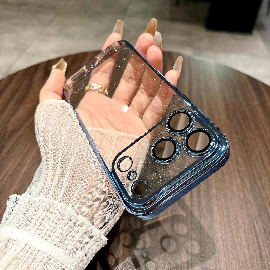 iPhone 17 Pro Max & 17 Air Glitter Case with Lens Film Protection - Sparkling Starry Sky Design