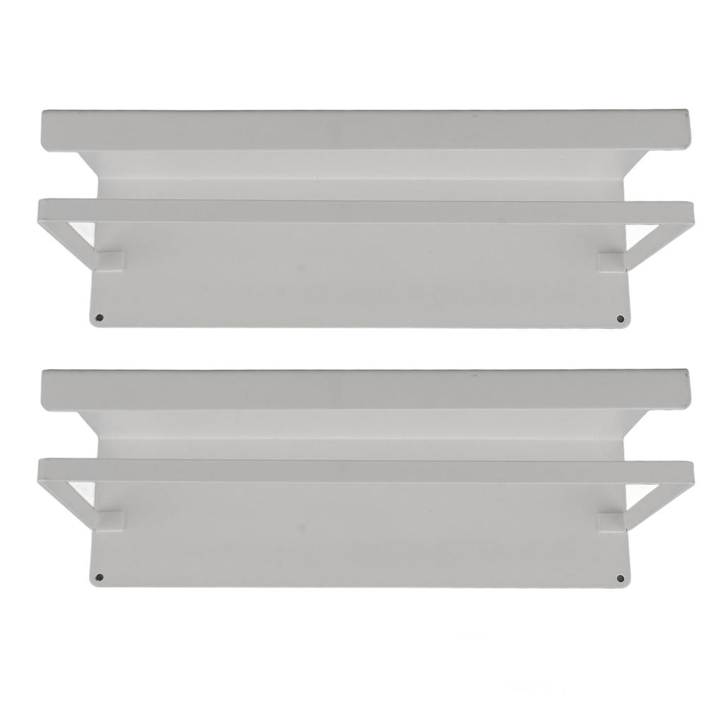 2PCS Wall Mount Storage Shelf with Hooks Magnetic Suction Floating Organizer for Bathroom Washstand White