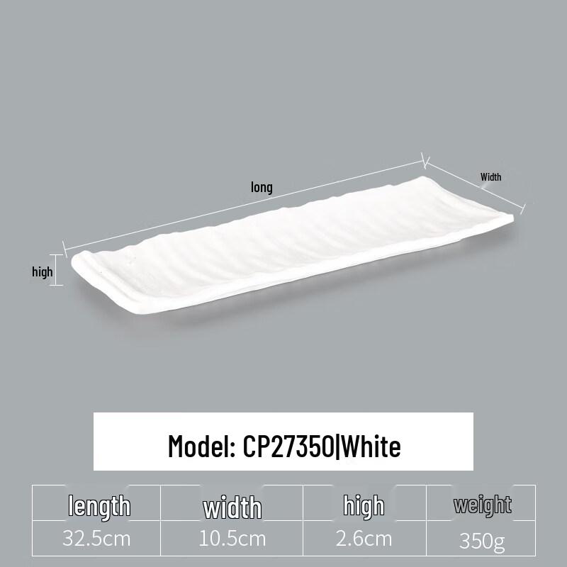 Yi Pan Food Grade Thickened Rectangular White Melamine Plate