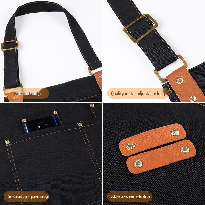 Waterproof Oil-Resistant Neck-Hanging Apron for Baristas, Nail Art, and Catering - Women's Special Use Kitchen Apron.