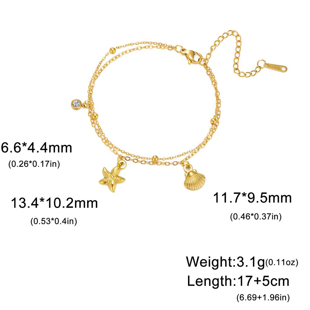 Elegant Shell Bracelet With Star Heart Sun Charms Valentine's Day Gift Women's Fashion Jewelry Accessory