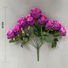 Multicolor Rose Artificial Flower 9 Heads Silk Petal Faux Rose Green Leaves Desktop Ornament Flower Bouquet Home Decoration