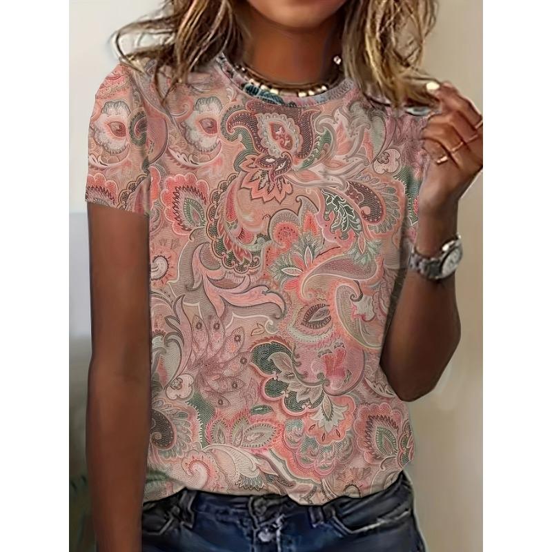 

Summer new ethnic style fashionable printed casual oversized short-sleeved T-shirt 8XL