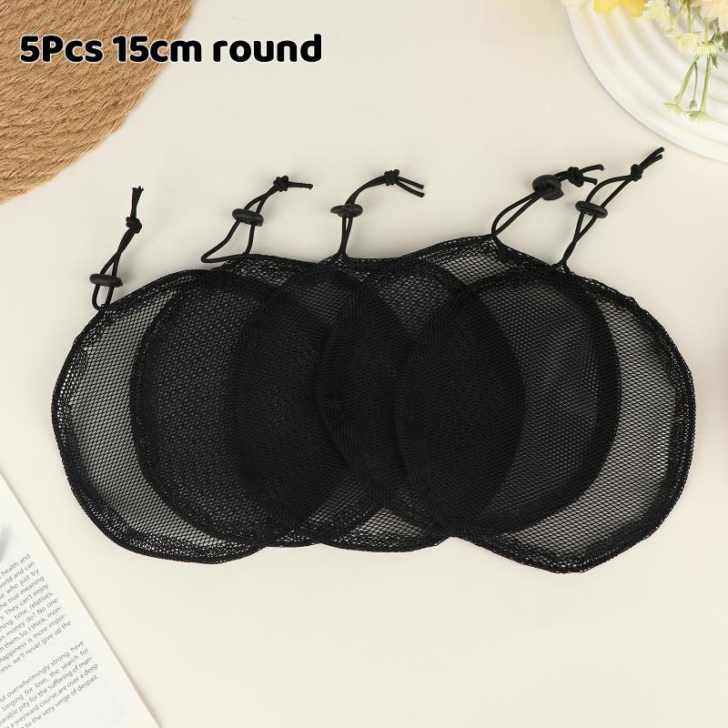 5Pcs Black Elastic Wig Net Breathable Mesh Hair Net With Adjustable Drawstring For Making Puff Bun Wig Tools Women Wig Nets