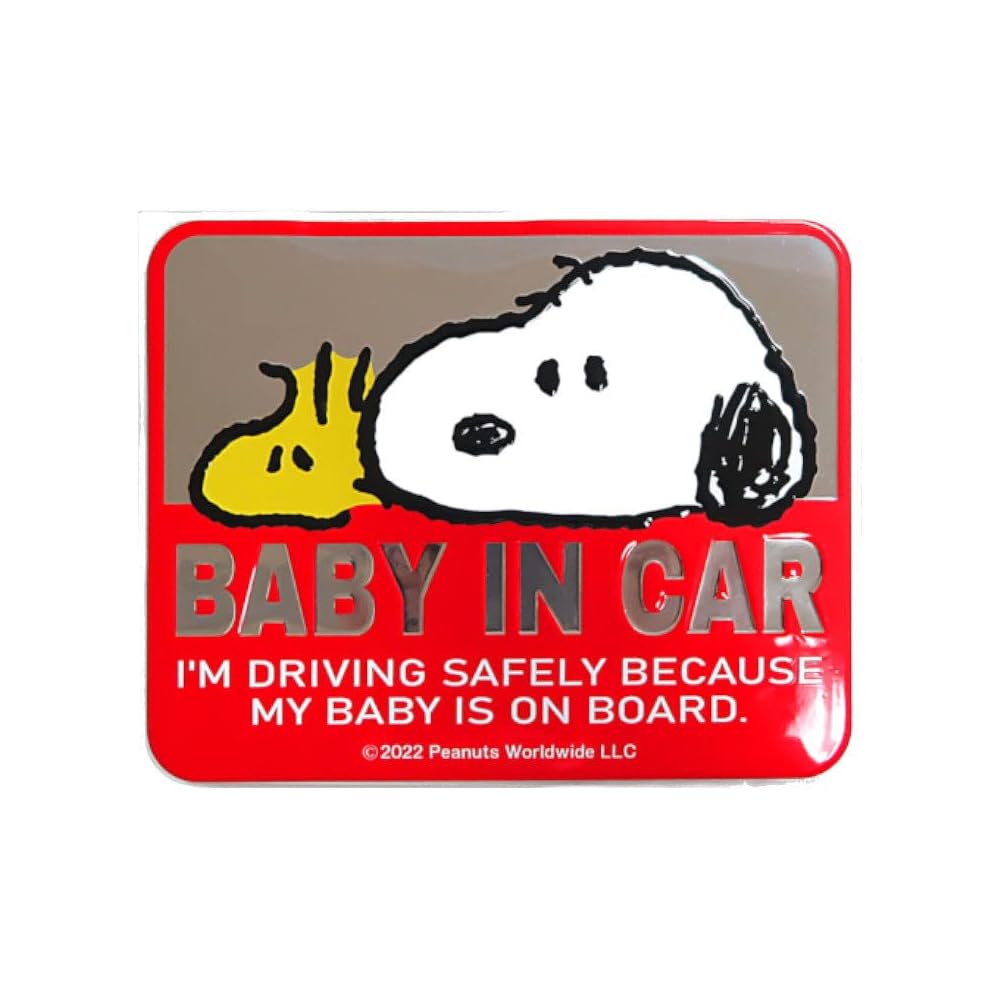 Meiho Snoopy Baby in Car Safety Sign Emblem Sticker Red