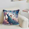 1pc Pillow Cover, Vivid Peacock Floral Design Pillowcase, Soft and Comfortable Polyester Short Plush Fabric, Single-Sided Print, Pillow Insert Not Inc