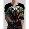 Round Neck 3D Snake Printed Top Casual Long Sleeved Men's T-shirts - Soft Medium Stretch Polyester Fabric Spring and Autumn Relaxed Fit Clothing