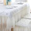 1PCS White Lace Table Cloths  Big Hem Embroidery Cover Towel Chair Cover Wedding Dinning Chair Cushion Table Decorating