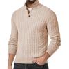 Men's Casual Sports Knit Sweater Slim Fit Button High Collar Patchwork Sweater