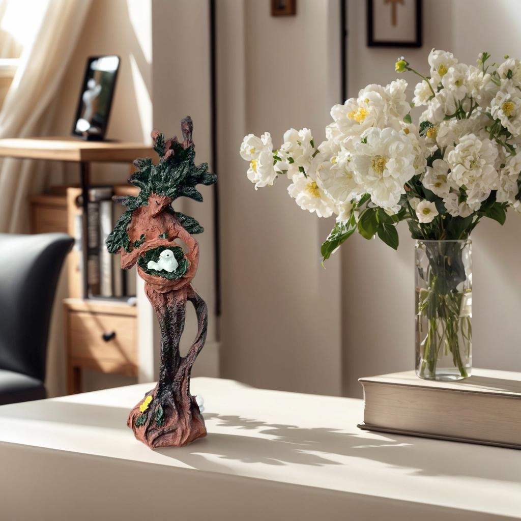 1 Piece Resin Forest Goddess Bird Statue Desktop Decoration, Suitable for Various Room Types, Gardens, and Hanukkah and Earth Day Celebrations, Creati
