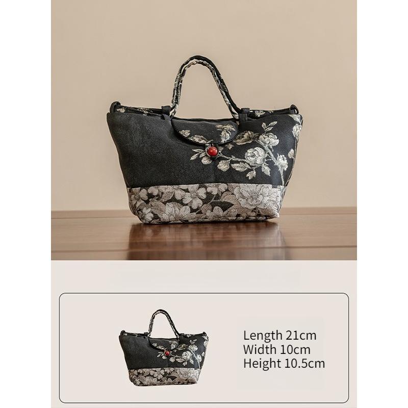 Brocade Embroider White Plum Blossoms Teaware Storage Bag Portable Travel Storage Bags Teaware Dirt-resistant Chinese Tea Cozies