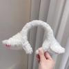 Hair Hoop Sheep Ear Design Plush Headband Bowknot Bell Decor White Hairband Makeup Washing Accessory