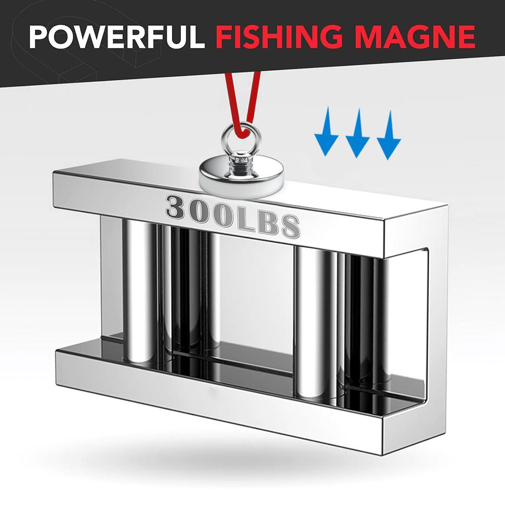 D16~D42mm N52 Heavy Duty Rare Earth Magnet Super Strong Neodymium Fishing Magnet with Countersunk Hole Eyebolt Salvage Magnetic