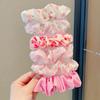 6-teiliges/Set Damen süßes rosa Pfirsichblüten-Karo Großdarm Haargummi, modisches und vielseitiges Haaraccessoire