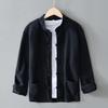 2026 Men's Chinese Style Cotton Linen Long Sleeve Tang Suit Hanfu Shirt, Plus Size Loungewear