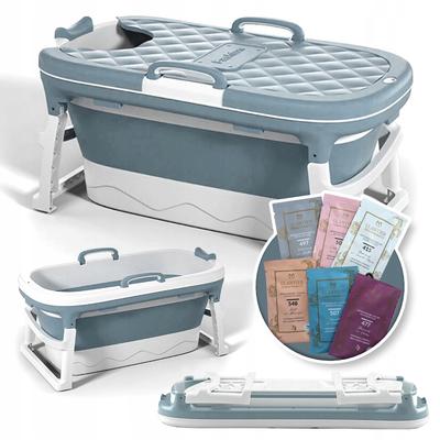 Foldable Silicone Bathtub Blue Portable Bath Home Spa 110Cm