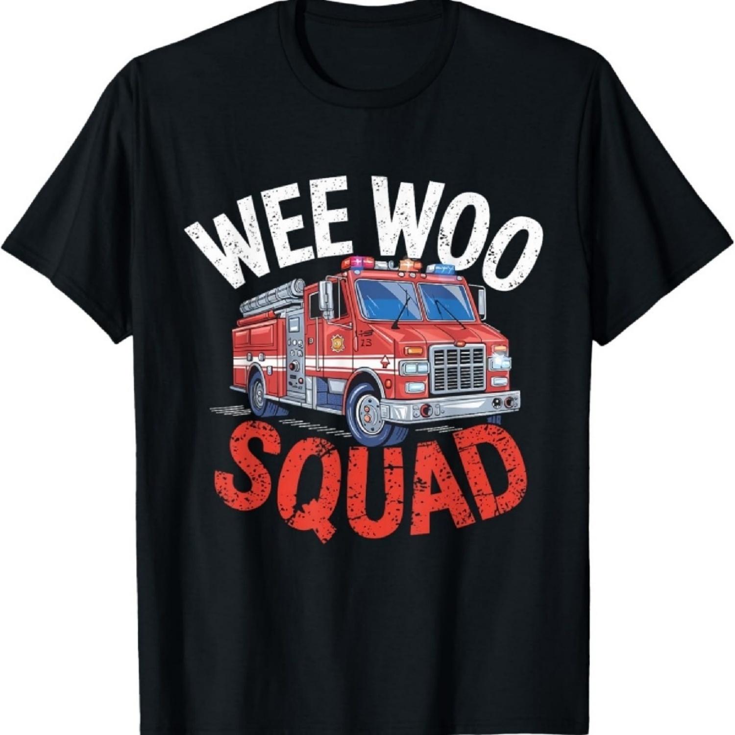 Wee Woo Squad Смешной Пожарный Пожарная Машина Пожарный Мужчины Женщины Футболка S
