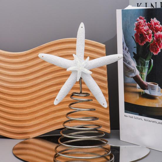 Starfish Christmas Tree Topper Resin Starfish Decoration with Spiral Wire Base Xmas Tree Decoration Starfish for Home Office Parties