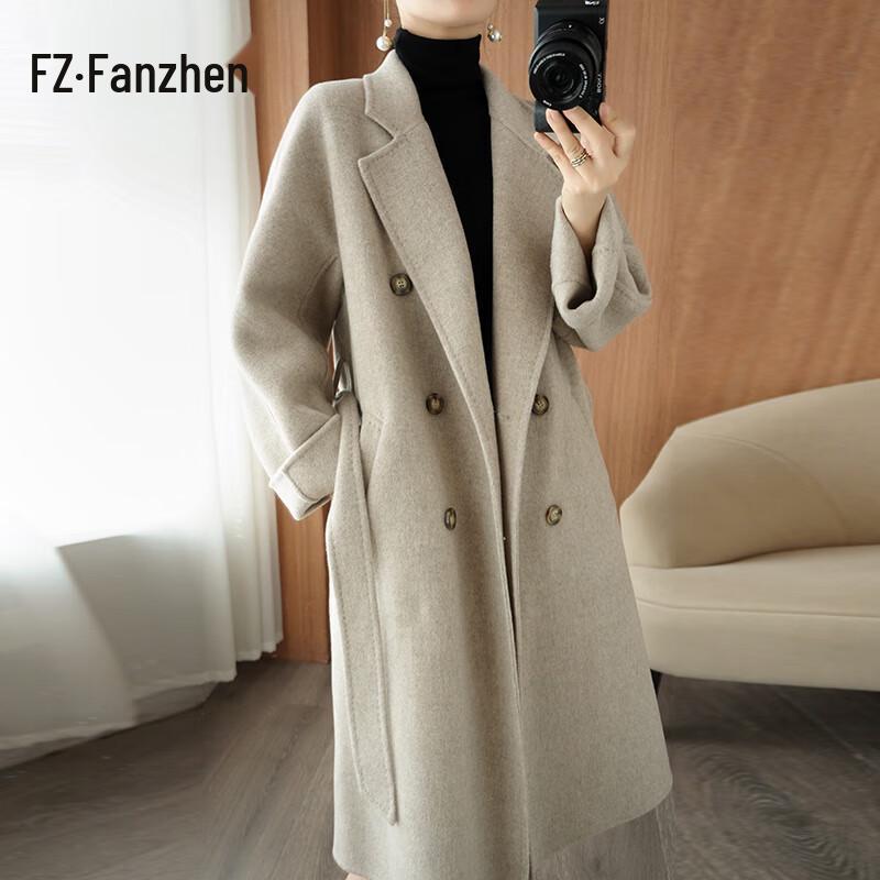 Женское шерстяное пальто Fanzhen, 100% шерсть, свободный крой, средней длины M